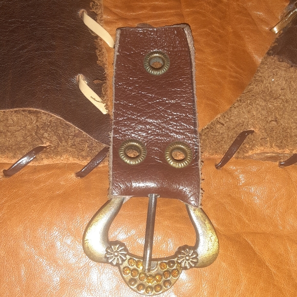 Vintage Boho Brown Genuine Leather Crossbody Purse/ Bag- Size Small - Picture 10 of 12